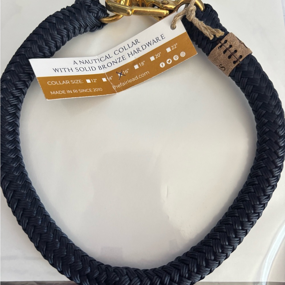 Nautical Dog Collar with Bronze Hardware